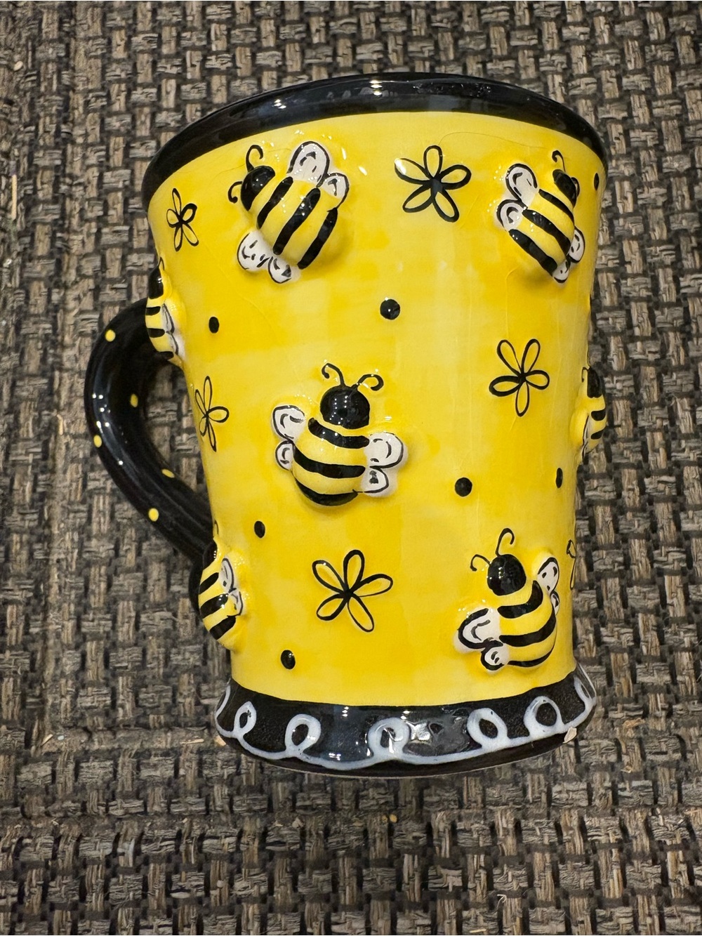 Handcrafted Bee Ceramic Mug - Yellow & Black